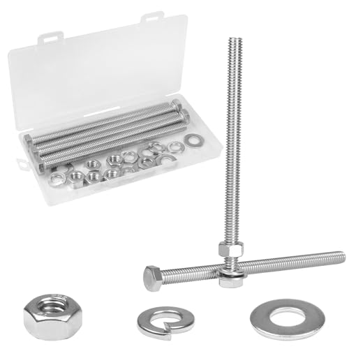 5 Sets 5/16-18x5 Hex Head Screw Bolt,Nuts,Flat & Lock Washers - size: 5/16-18 x 5"