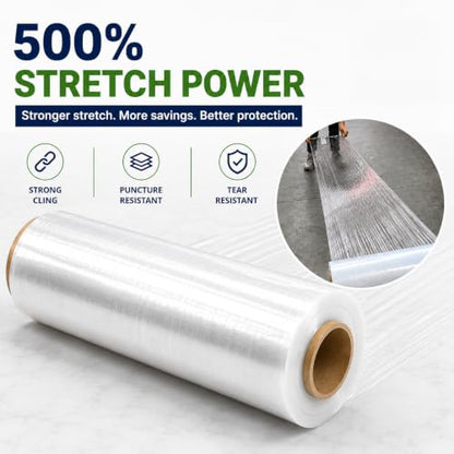 Stretch Film Shrink Wrap 17" x 1500 FT, 2 Rolls, 80 Gauge - size: 17IN-Clear-2 Rolls