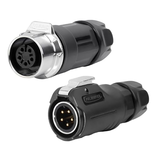 CNLINKO LP-12 5 Pin Connector IP68 Waterproof Circular Electrical Plug for Outdoor Equipment Solar Industrial Machinery DC 12V M12 2-8 Pin Male Plug and Female Plug (5-Pin) - size: 5-Pin, style: Metal-reinforced Kit