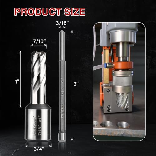 ANGELSWORD M2 HSS Annular Cutter,Diameter 7/16" x Depth 1",Mag Drill Bit - size: A. 7/16" Diameter, style: HSS 1" Cut Depth