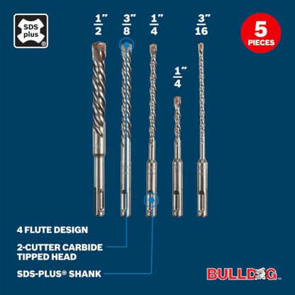 Bosch HCK005 5 Pc. SDS-Plus Bulldog Rotary Hammer Bit Set - style: 5pc