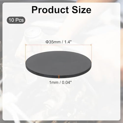 PATIKIL Rubber Solid Discs Washers, 10 Pcs 35mm OD x 1mm Thick Rubber Round Gasket Pad Bushings Spacer Washer for DIY Gasket Craft, Black - size: 35mm x 1mm