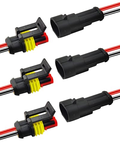 14AWG 2 Pin Waterproof Electrical Connector Quick Connect 3 Pack - size: 2 Pin