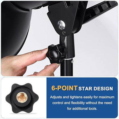 HARFINGTON Star Knob 1/4" Female Thread 25mm Head Brass Insert Black 3pcs - color: Black, size: 1/4" x 25mm