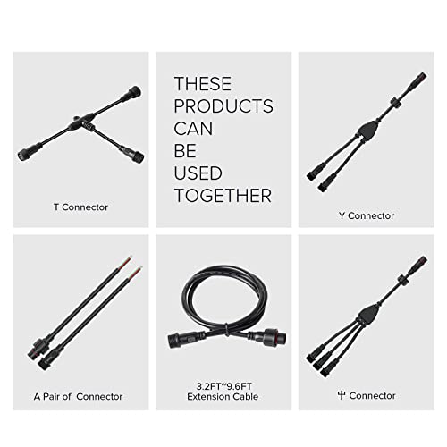 BTF-LIGHTING 2 Pin Electrical Connector 18AWG IP65 Male Female Connector 7.87in/20cm Extension Cable for Car,Truck,Boat,Indoor/Outdoor LED Strip Lights/String 22mm Nut Big Size 5 Pairs - size: 2 PIN Big Size