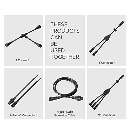 BTF-LIGHTING 2 Pin Electrical Connector 18AWG IP65 Male Female Connector 7.87in/20cm Extension Cable for Car,Truck,Boat,Indoor/Outdoor LED Strip Lights/String 22mm Nut Big Size 5 Pairs - size: 2 PIN Big Size