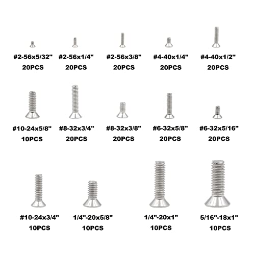 #2-56 to 5/16"-18 UNC 304 SS Phillips Flat Head Machine Screws Kit