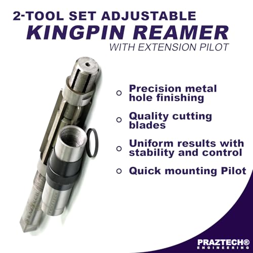 PRAZTECH® 2-Tool Set Adjustable Hand KINGPIN Reamer with Extension Pilot | Reaming | Quality Cutting Blades | Easy Mount (H15 : 1 1/2" - 1 13/16” (38.1-46) mm) - size: H15 : 1 1/2" - 1 13/16” (38.1 - 46)mm