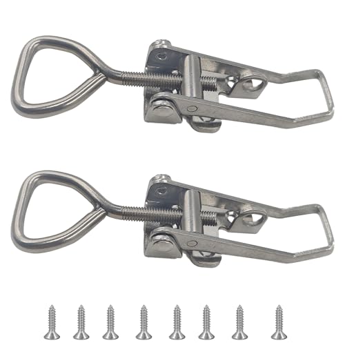 2Pcs Adjustable Toggle Latch Clamp with Lock Hole, Heavy Duty Stainless Steel Pull Hasp Latch Lock for Smoker Cabinet Tool Box Case Trunk Door, Adjustable Range:126-148mm - size: Adjustable Range:126-148mm
