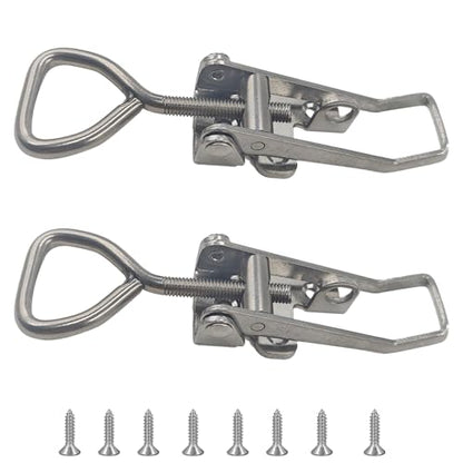 2Pcs Adjustable Toggle Latch Clamp with Lock Hole, Heavy Duty Stainless Steel Pull Hasp Latch Lock for Smoker Cabinet Tool Box Case Trunk Door, Adjustable Range:126-148mm - size: Adjustable Range:126-148mm