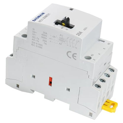 BAOMAIN 220V 4-Pole 20A Manual/Auto AC Contactor,3NO1NC,DIN Rail Mount