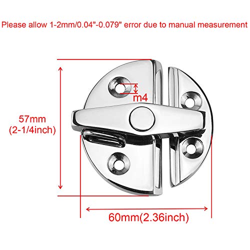 Marine Grade 316 Stainless Steel Boat Door Catch Latch Door Latch Round 57mm(2-1/4") Twist Lock Suit for Boat Door& Cabinet - color: 1PIECE