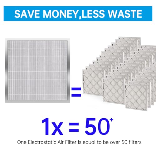 UBeesize 20x20x4 Reusable Electrostatic Air Filter HVAC AC Furnace Filter,Washable, Lasts a Lifetime,Permanent Air Filter,Breathe Fresher,Home And Office(Actual Size:19.37x19.37x3.58In) - size: 19.4" x 19.4" x 3.6"