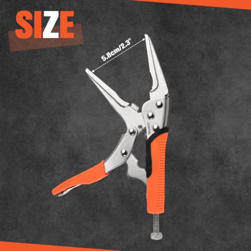 6.5" Long Nose Locking Pliers, Needle Nose Vise Grips, Forged Carbon Steel, Anti-Slip TPR Handle, Adjustable Clamping Pressure, Quick Release, Multipurpose Clamping Tool for Tight Spaces - style: 6.5" Long Nose