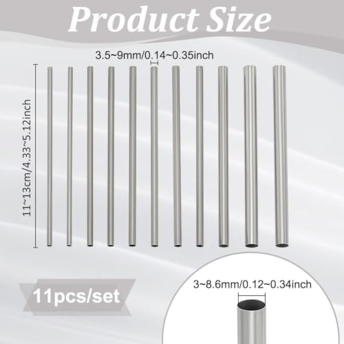 PH PandaHall 11pcs Mandrels for Jewelry Making 5 Sizes Carbon Steel Rod 5 Inch Long Hollow Round Tubing Straight Metal Tube for DIY Craft Wind Chime Wire Wrapping Forming Rings 3.5/4.2/5/7/9mm
