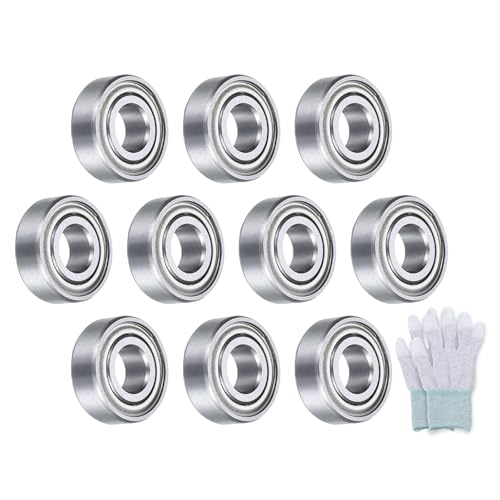uxcell MR125ZZ Deep-Groove Ball Bearings for Rollers, 5mm x 12mm x 4mm Seal Bearings with Fiber Gloves, Double Metal Sealed Bearing Steel Skateboard Bearings 10Pcs - size: MR125ZZ