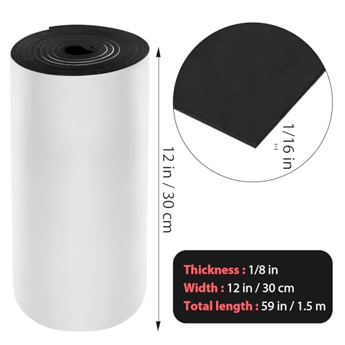 Self Adhesive Foam Rubber Sheets Sponge Neoprene with Adhesive Closed Cell Neoprene Rubber Roll Foam Padding for Shock Pad, DIY, Crafts (Black, 12 Inch x 59 Inch x 1/16 Inch) - color: Black, size: 12 Inch x 59 Inch x 1/16 Inch