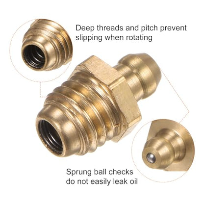HARFINGTON 15pcs Brass Straight Grease Fitting M10x1.5mm Metric Thread Hydraulic Grease Nipple Accessories for Car - size: M10x1.5