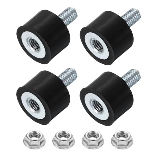 uxcell M5 Rubber Mounts, 4Pcs 15x10mm(DxH) Rubber Cylindrical Anti Vibration Isolator Shock Absorber with Lock Nut for Car Bobbin Generator Air Compressors - size: M5x10mm, 15x10mm Rubber