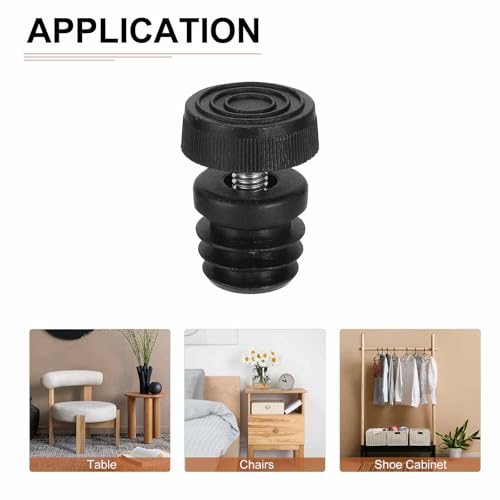 DTGN 32mm(OD) Adjustable Leveling Feet - 4Sets - Good for Furniture - Round Insert Kit Furniture Glide - Black
