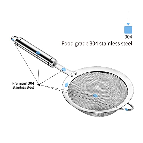 5.51inches 304 Stainless Steel Fine Mesh Strainer Tea Sieve Sifter - color: Silver, size: 5.51 inch