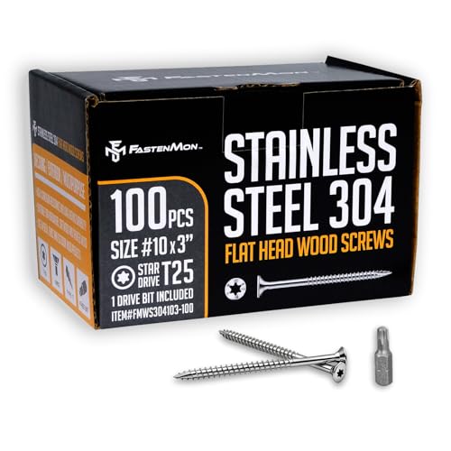 304 Stainless Steel Deck Screws, #10 x 3, 100 PCS - size: #10 x 3"