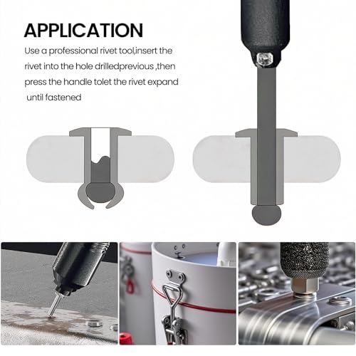 50pcs 1/4" x1/2" Stainless Blind Rivets,Pop Rivets,304 Stainless Steel Grip and Steel Mandrel, 6.3 x 12mm - color: Stainless Steel, size: 1/4" x 1/2"