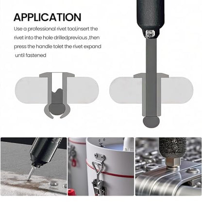 50pcs 1/4" x1/2" Stainless Blind Rivets,Pop Rivets,304 Stainless Steel Grip and Steel Mandrel, 6.3 x 12mm - color: Stainless Steel, size: 1/4" x 1/2"
