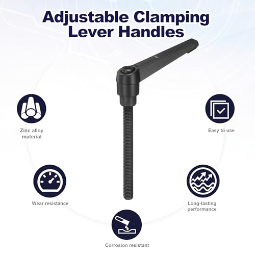 uxcell 4Pcs Adjustable Clamping Lever Handles, M8x80mm Zinc Alloy Male Thread Stud Knobs with Nuts Quick Release Bolt Rotating Screw Handles for Lathes Woodworking, Black - size: M8x80mm