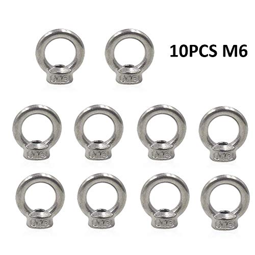Lependor M6 Metric Ring Shape Lifting Eye Nut 304 Stainless Steel Lifting Eye Threaded Nut Fastener - 10 Pcs M6 (1/4") - color: 10 Pcs M6 (1/4")