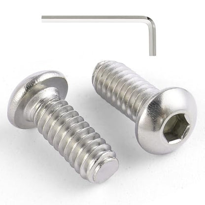 VGBUY 80Pcs 1/4-20 x 5/8" Button Head Socket Cap Bolts Screws, 304 Stainless Steel 18-8, Allen Hex Drive, Bright Finish, Fully Threaded, Hex Spanner Included (VG30303) - color: Silver, size: 1/4-20 x 5/8"