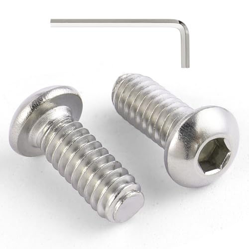 VGBUY 90Pcs 1/4-20 x 1/2" Button Head Socket Cap Bolts Screws, 304 Stainless Steel 18-8, Allen Hex Drive, Bright Finish, Fully Threaded, Hex Spanner Included (VG30302) - color: Silver, size: 1/4-20 x 1/2"