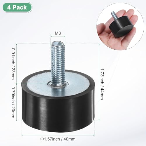M METERXITY 4-Pack Rubber Mounts D40mmxH20mm Male Vibration Isolators Cylindrical Shock Absorber W M8 x 23mm Studs for Air Compressor/Car/Pump/Boat/Garage Motor/Bobbins Rubber Isolators - size: M8 x 23mm, 40mm x 20mm