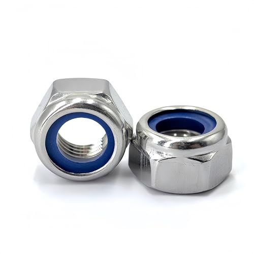 10Pcs M12 x 1.5mm Nylon Insert Hex Lock Nuts, 304 Stainless Steel Locknuts,Silver Tone - color: Silver, size: M12x1.5