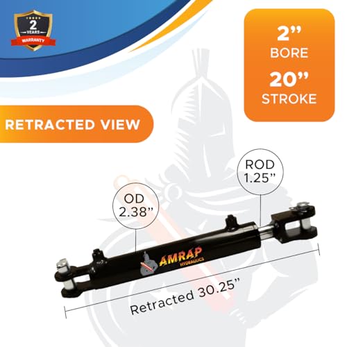 2x20 Hydraulic Cylinder - 2" Bore 20" Stroke Double Acting Welded Clevis Hydraulic Cylinder 3000 PSI Retracted: 30.25", Extended: 50.25", SAE #6 - size: 2x20-SAE