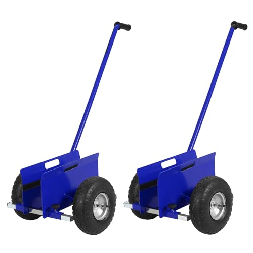 Garvee Panel Dolly with Extended Handle, 660 LBS Capacity, Heavy Duty Drywall Cart with 10" Solid Rubber Wheels, Panel Cart for Sheetrock Plywood & Doors Transport - color: Blue | 2 Pack