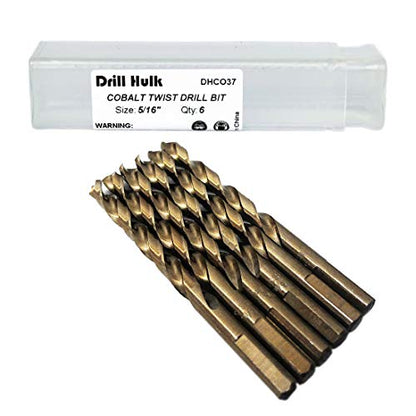 5/16-Inch Cobalt Steel M35 Jobber Length Twist Drill Bits, Pack of 6 - size: 5/16 in