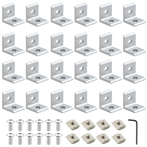 24Pack 3030 Corner Bracket Connector 90Degree Angle Bracket Silver - color: Silver, size: 30-Corner 2Hole