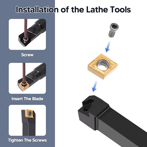 Indexable Lathe Turning Tools 21pcs Kit，5/16" 8mm Shank - style: 7pcs 5/16" 8mm Shanks +14pcs Inserts