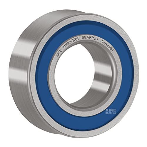 XIKE 10 Pcs MR93-2RS Bearings 3x9x4mm, Double Rubber Seals. - size: MR93-2RS 3x9x4mm