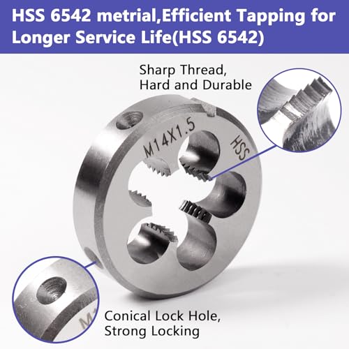 ATOPLEE HSS 6542 M14 X 1.5 Tap and Die Set, Right Hand Machine Thread Tap Die Set (M14 X 1.5) - size: M14 X 1.5