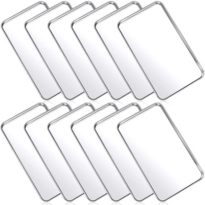 Mimorou 12 Pcs Stainless Steel Baking Sheet Cookie Pans, 10.2 x 5.9 Inch - size: 10.2 x 5.9 inches