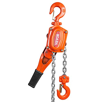 VEVOR Manual Lever Chain Hoist, 3/4 Ton 1650 lbs Capacity 5 FT Come Along, G80 Galvanized Carbon Steel with Weston Double-Pawl Brake, Auto Chain Leading & 360° Rotation Hook, for Garage Factory Dock - size: 3/4 Ton 5FT