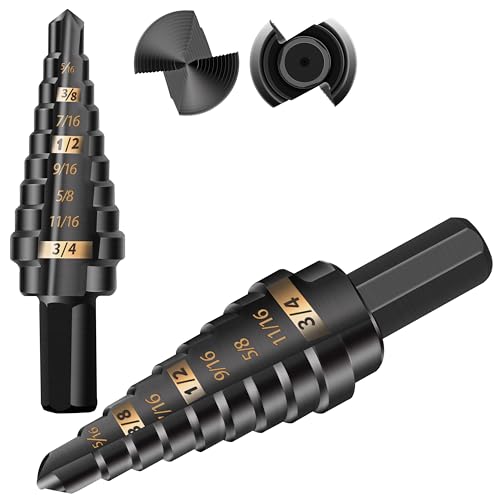 KSEIBI #3 HSS Step Drill Bit Set 1/4-3/4" with 3/8 Shank - Black Oxide Finish for Metal, Wood, Plastic Drilling - Durable, Precision Multi-Sized Bits with 3-Flat Shank 575045 - size: #3 (1/4-3/4 inch)