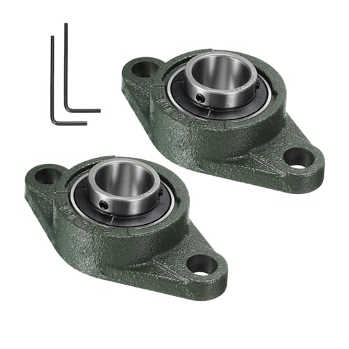 uxcell 2pcs UCFL206-20 Pillow Block Bearings 1-1/4 inch Bore Self Alignment, Solid Cast Iron Base Mounted Chrome Steel Bearings - size: UCFL206-20