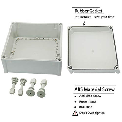 Zulkit Junction Box ABS Plastic Dustproof Waterproof IP67 Junction Boxes Universal Electrical Project Enclosure DIY Electronic Project Box Grey 11.02 x 11.02 x 5.12 inch (280 x 280 x 130 mm) - size: 11.02" x 11.02" x 5.12"