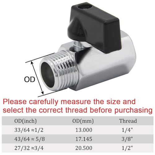 Joywayus 2PCS Chromed Brass Ball Valve 1/4 NPT Male x 1/4 NPT Female 2 Way Shut Off Valve - size: 1/4 NPT (O.D x I.D: 1/2" x 1/2"), style: 2PCS