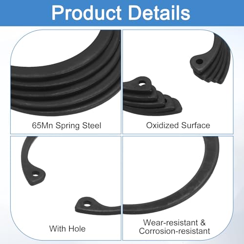 uxcell 10Pcs 2-7/16" (62mm) Internal Retaining Ring Circlip, 65 Mn Spring Steel Internal Circlip Snap Rings C-Clips for Grooved Shafts Studs, Black - size: 2-7/16"(62mm)