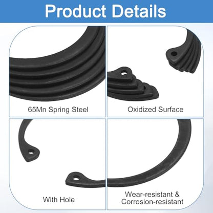 uxcell 10Pcs 2-3/8" (60mm) Internal Retaining Ring Circlip, 65 Mn Spring Steel Internal Circlip Snap Rings C-Clips for Grooved Shafts Studs, Black - size: 2-3/8"(60mm)