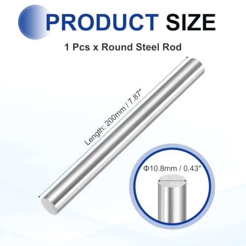 MECCANIXITY Round Steel Rod, 10.8mm x 200mm HSS Lathe Bar Stock Tool - size: 10.8mm x 200mm